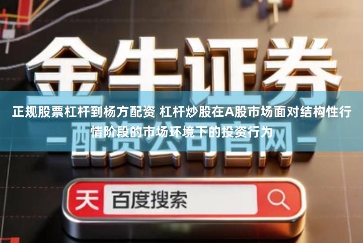 正规股票杠杆到杨方配资 杠杆炒股在A股市场面对结构性行情阶段的市场环境下的投资行为